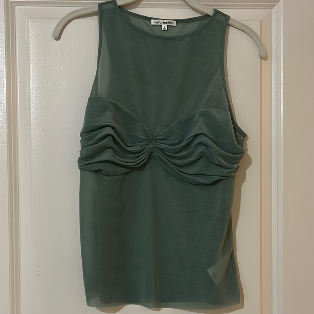 Reformation Sage Green Twist Front Tank Top - Picture 2 of 2